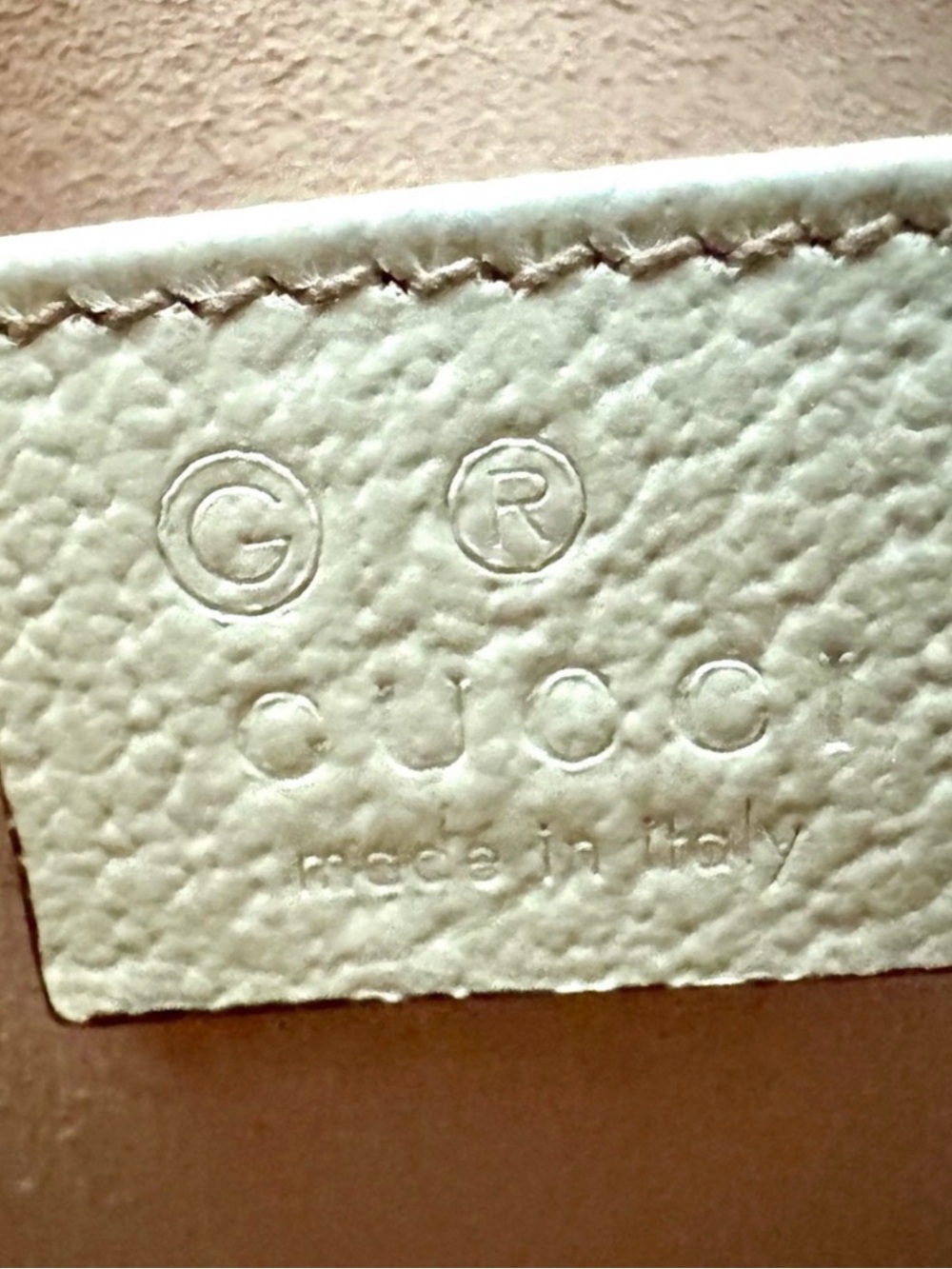 Gucci Cream Pebbled Leather Crossbody with Red and Navy Web - Picture 10 of 13
